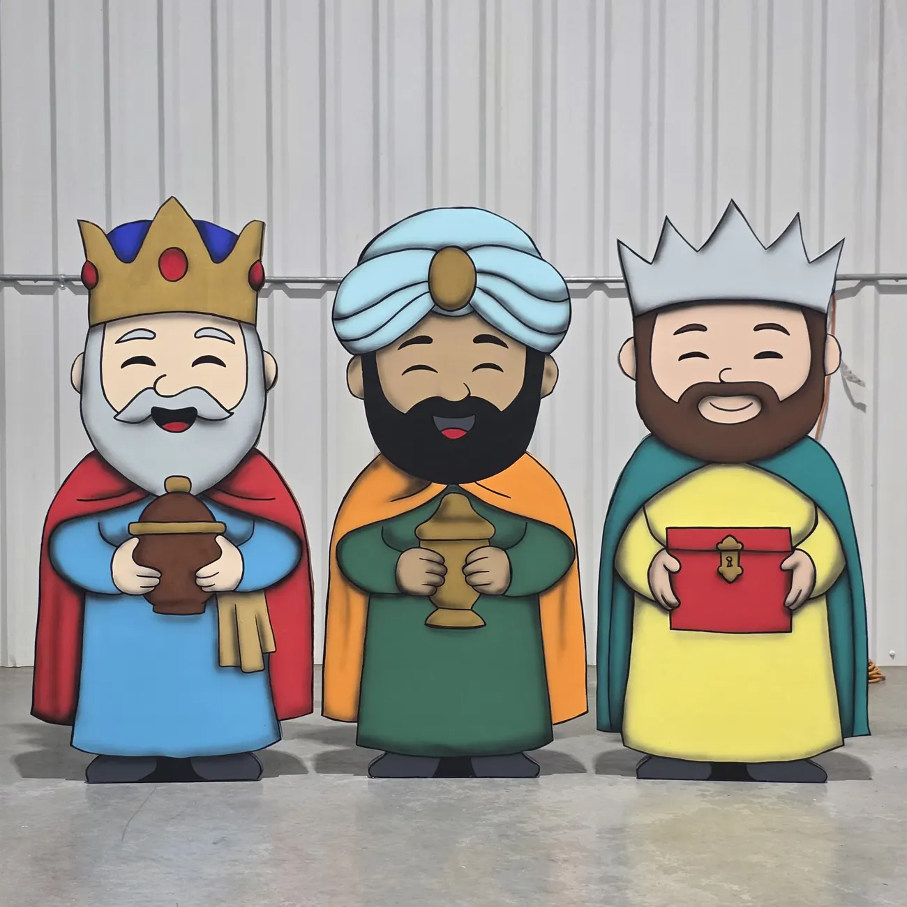 Three kings painted outdoor decorations
