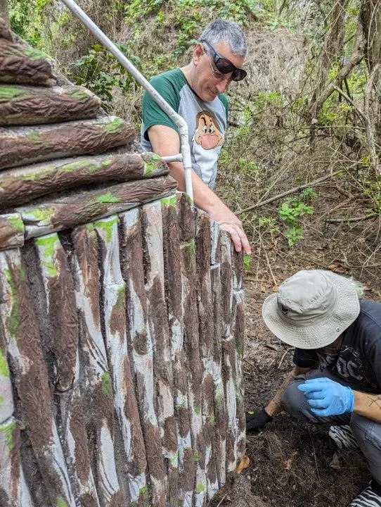 On-location woodland structure fabrication and assembly.